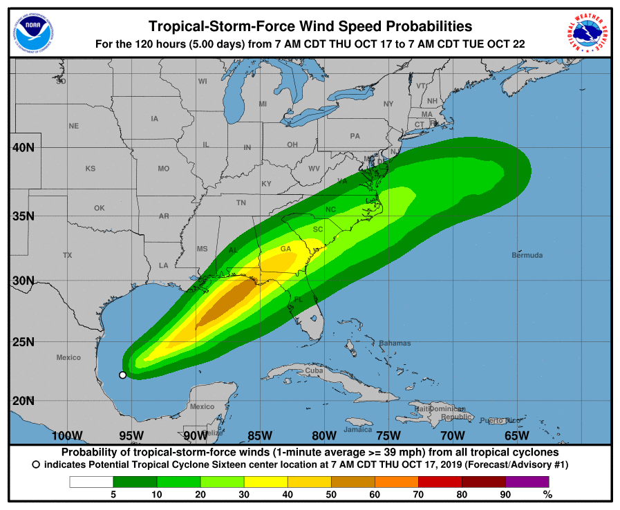 Tropical Storm Force Wind Speed Probabilities